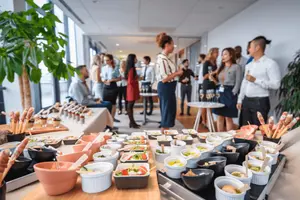 Buffet table of party food