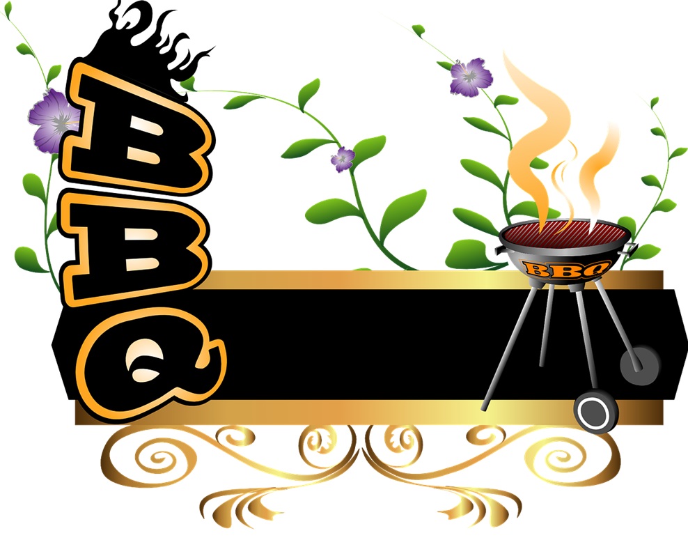 Graphic of the word BBQ and a grill Graphic of the word BBQ and a grill