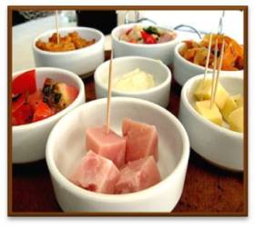 bowls with appetizer fillings