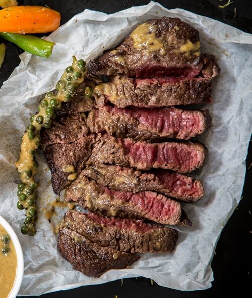 Ribeye steak slices