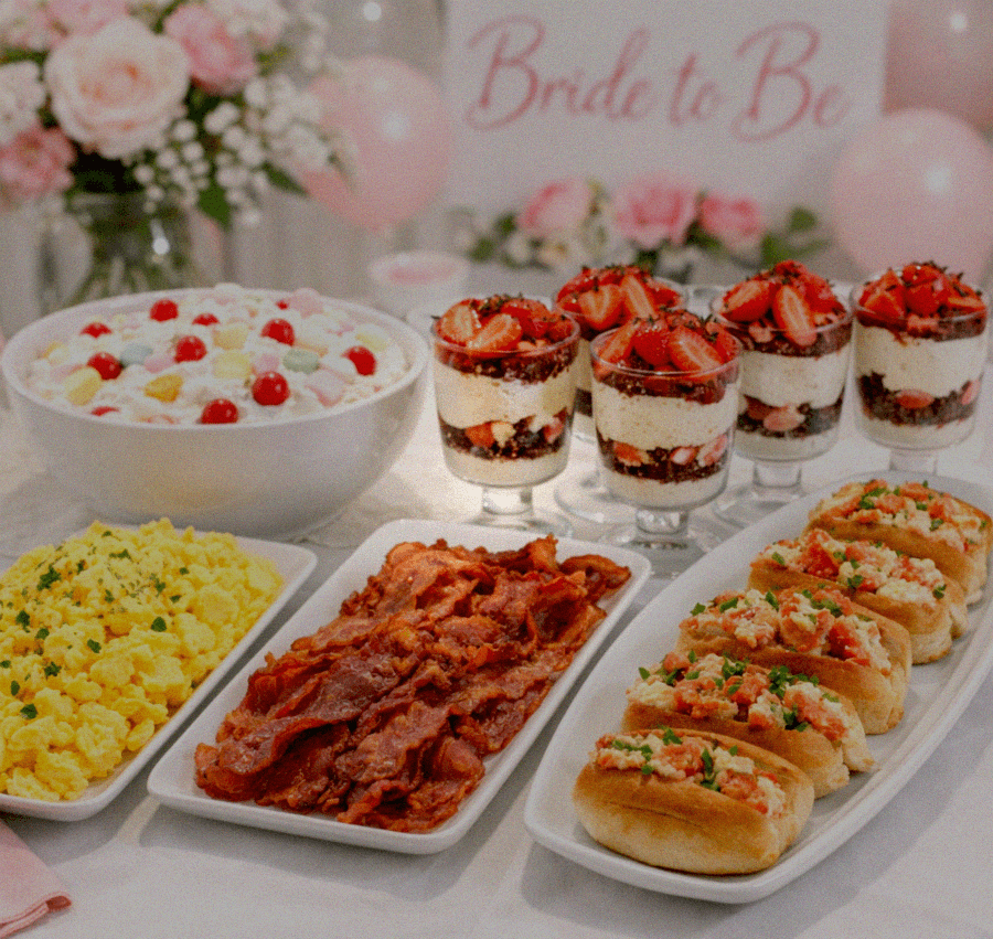 Bride shower brunch buffet table of food Bride shower brunch buffet table of food