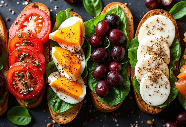 Display of homemade canapes