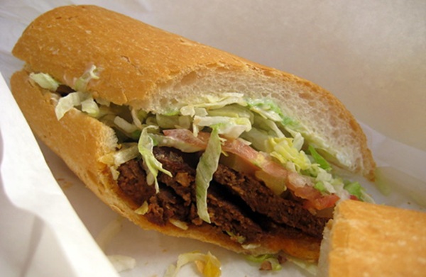 Hot sausage poboy from New Orleans