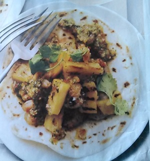 Shrimp taco with grilled pineapple